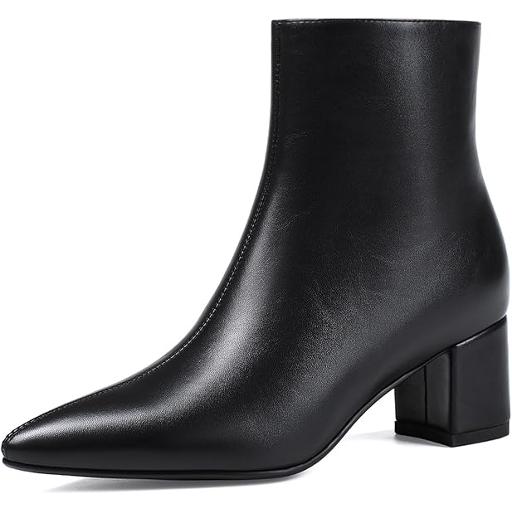 Women's Boots Pointed Toe Chunky Block Heel Short Boots for Women Low Heeled Booties